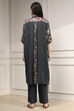 Charcoal Printed Straight Suit Set image number 4