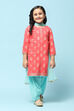 Fuchsia Cotton Straight Printed Kurta Patiyala Salwar Suit Set image number 7