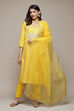 Yellow Viscose Straight Kurta Pants Suit Set image number 7