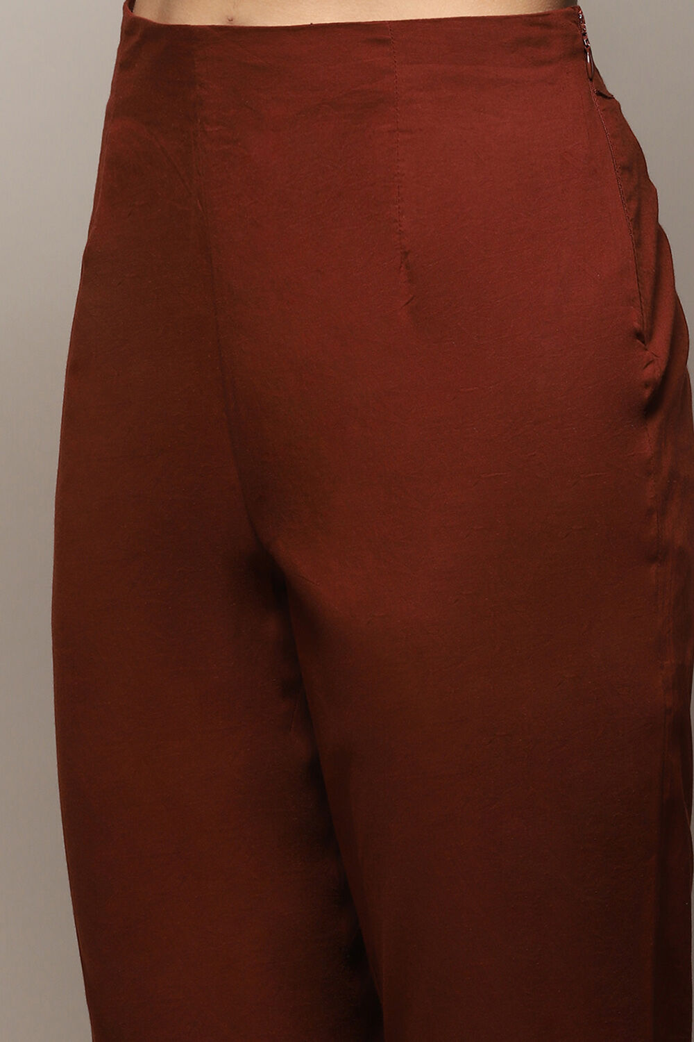 Choco Brown Cotton Blend Straight Printed Kurta Afgan Pant Suit Set image number 2