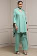 Green Viscose Rayon Straight Dyed Suit Set image number 5