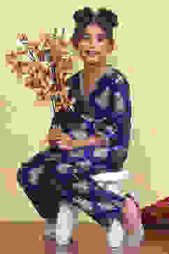 Purple Polyester Textured Flared Kurta Pants Set image number 0