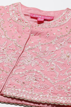 Coral Pink Art Silk Anarkali Kurta Churidar Suit Set image number 1