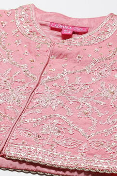 Coral Pink Art Silk Anarkali Kurta Churidar Suit Set image number 1