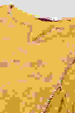 Yellow Cotton Silk Gathered Kurta Palazzo Suit Set image number 1