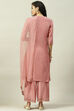 Onion Pink Cotton Silk Straight Kurta Palazzo Suit Set image number 4