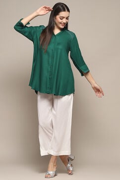 Green LIVA Straight Solid Shirt image number 0