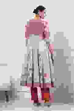 Red and White Cotton Printed Anarkali Suit Set image number 3