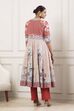 Red and White Cotton Printed Anarkali Suit Set image number 3