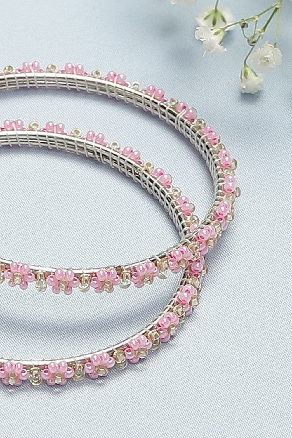 Pink Gold Metal & Beads Kids Bangles image number 1