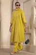 Lime Yellow Chanderi Straight Dyed Suit Set image number 6