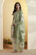 Sea Green Printed Poly Linen Floral Kurta Set image number 3