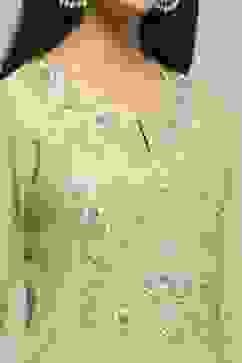 Sage Green Art Silk A-Line Kurta Regular Pant Suit Set image number 1