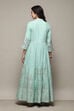 Aqua Blue Cotton Anarkali Kurta Lehenga Set image number 5