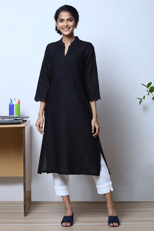 Peach Cotton Flax Kurta image number 0