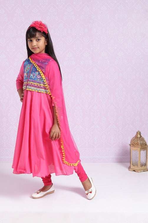 Pink Cotton Anarkali Suit image number 9