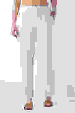 Off White Cotton Narrow Pants image number 4