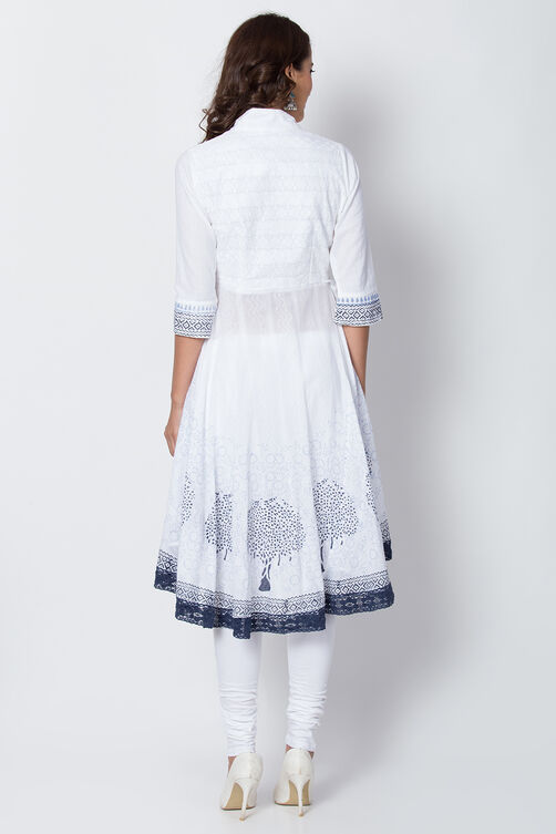 Yellow Cotton Asymmetric Kurta Churidar Suit Set image number 5