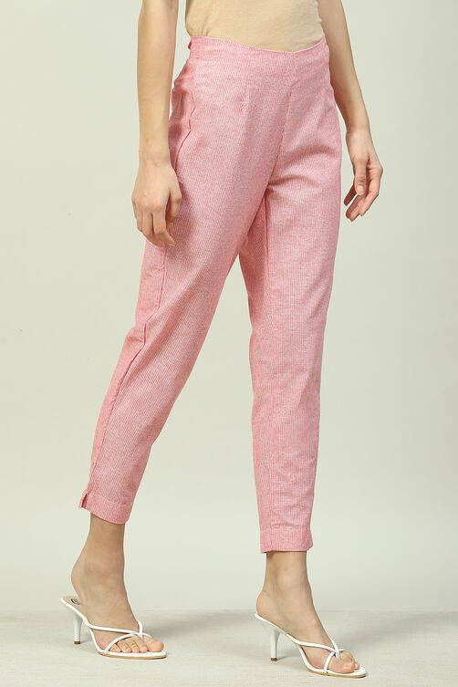 Beige Cotton Narrow Pant image number 3