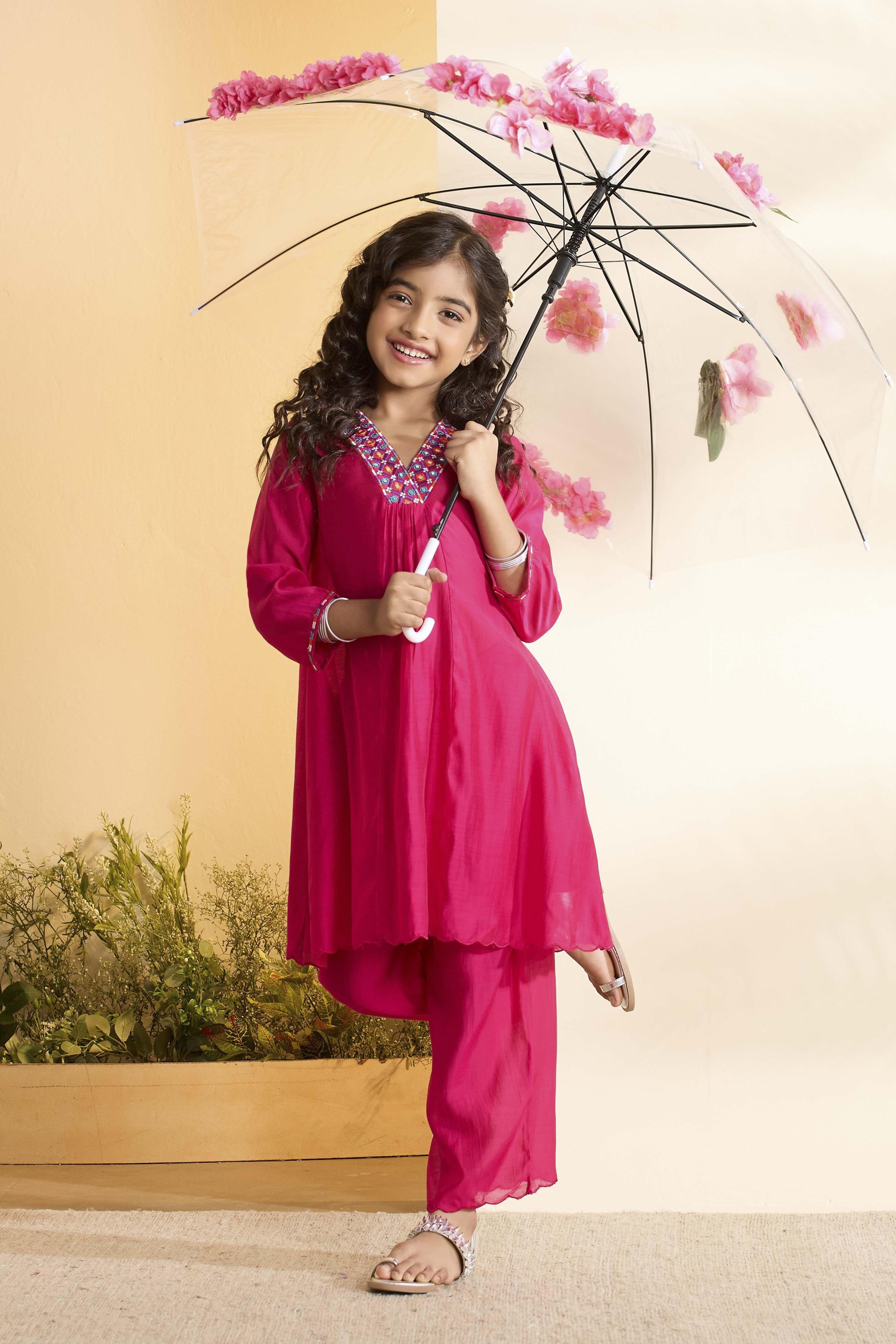 Pink Yoke Design A-Line Kurta Set image number 0