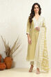 Green and White Cotton Printed Unstitched Suit Set  image number 1