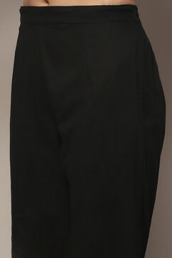 White Black Cotton Unstitched Suit set image number 3