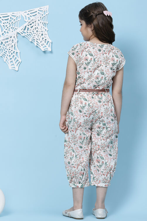 Ecru Cotton Straight Jumpsuit image number 4