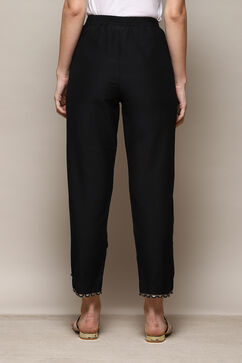 Black Polyester Slim Yarndyed Pants image number 4