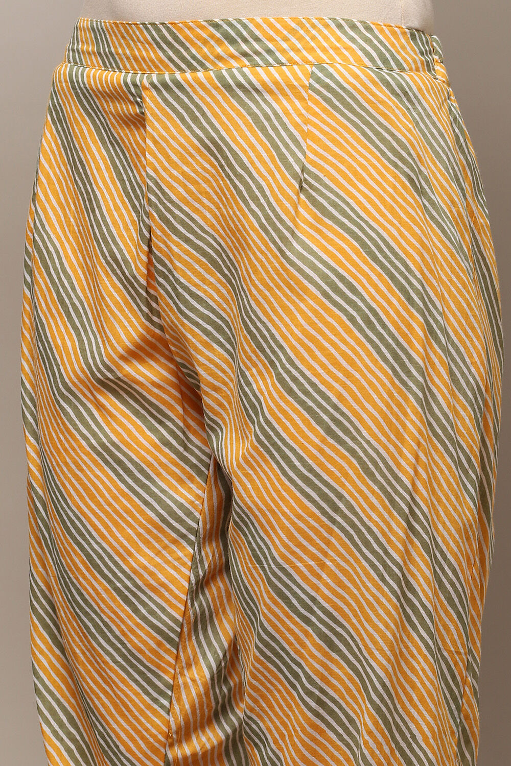 Mustard Yellow Cotton Screen Printed Unstitched Suit Set image number 3