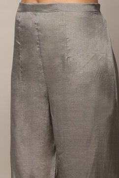 Grey Organza Unstitched Suit set image number 3