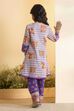 Purple Cotton Printed A-Line Kurta Set image number 4
