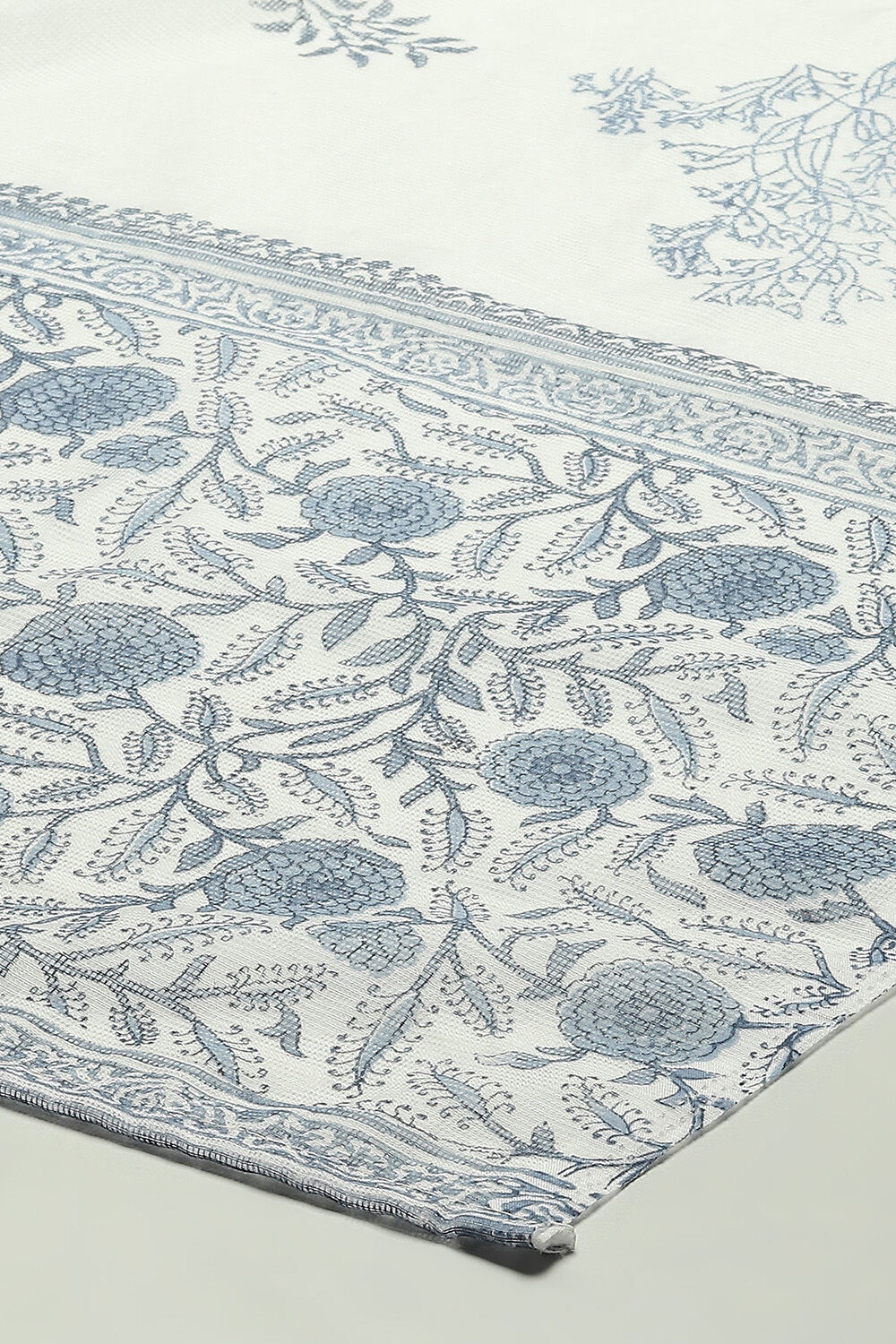 Blue Polyester Unstitched Suit set image number 4