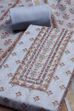 Cream-Toned Muslin Rajasthani Print Unstitched Suit Set image number 1