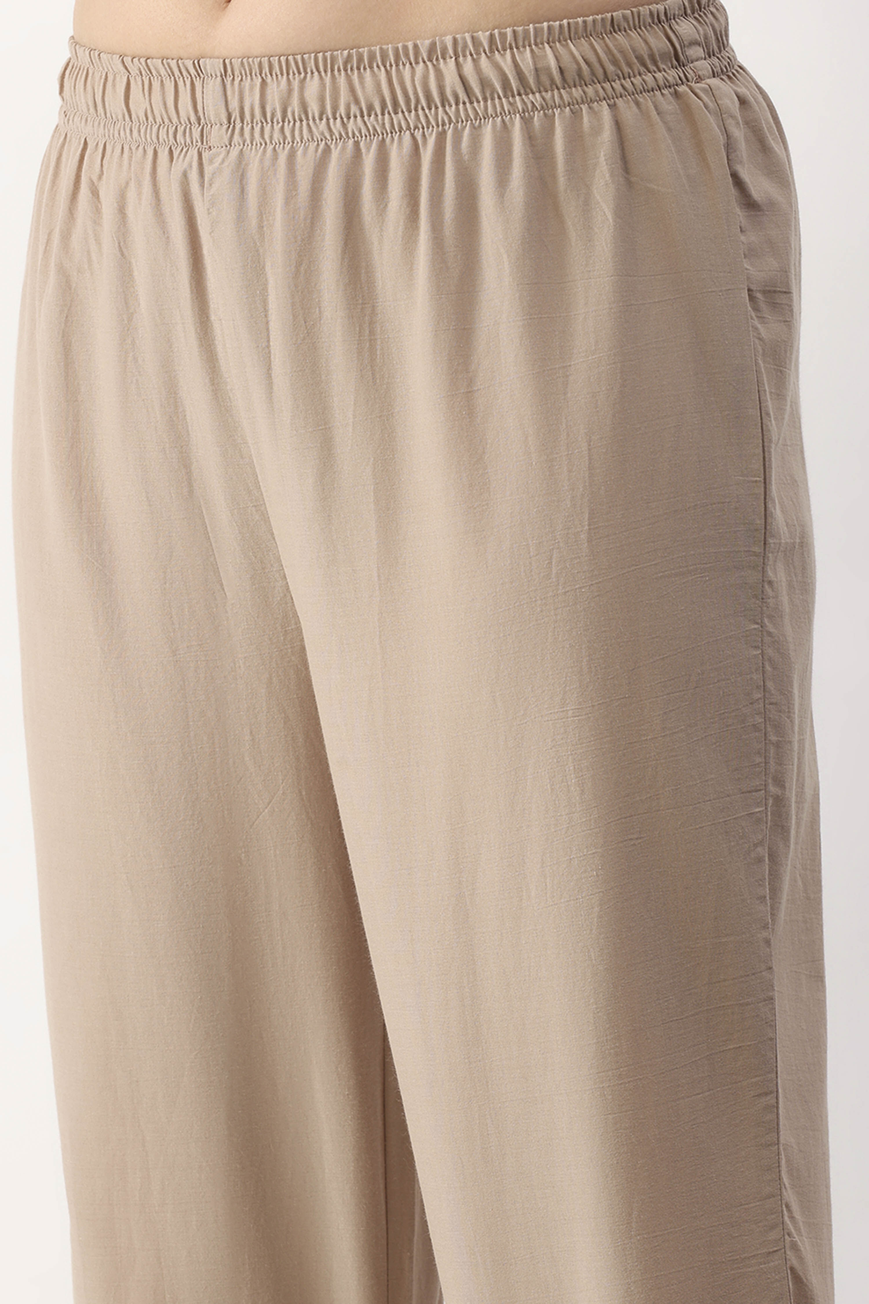 Blush Pink Cotton Straight Pant image number 1