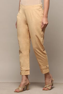 Almond Beige Cotton Flax Regular Pant image number 2
