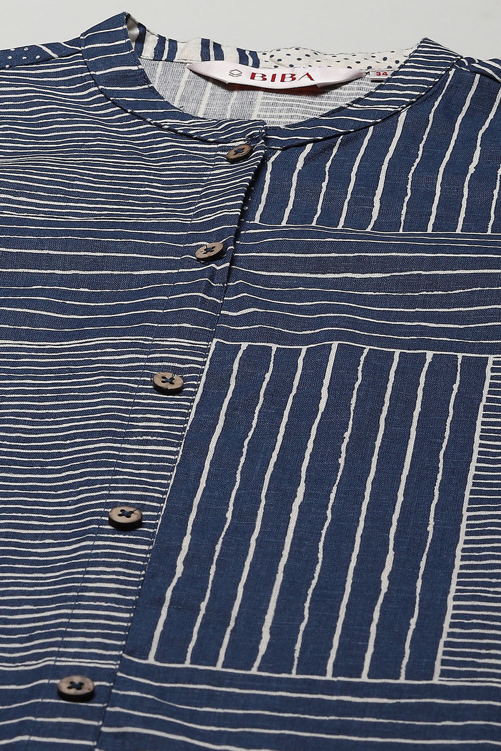 Blue Cotton Flax Narrow Kurta Pant Suit Set image number 1