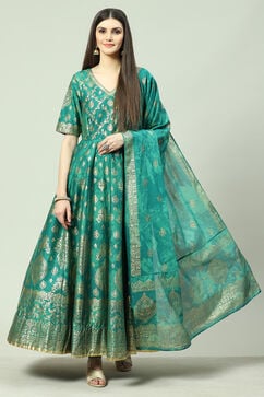 Green Anarkali Kurta Churidar Suit Set image number 0