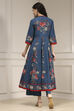 Blue Cotton Printed Anarkali Suit Set image number 4