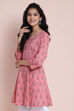 Dusky Pink Cotton Printed Short Kurti image number 2