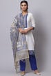 Blue Cotton Unstitched Dress Material Suit Set image number 0