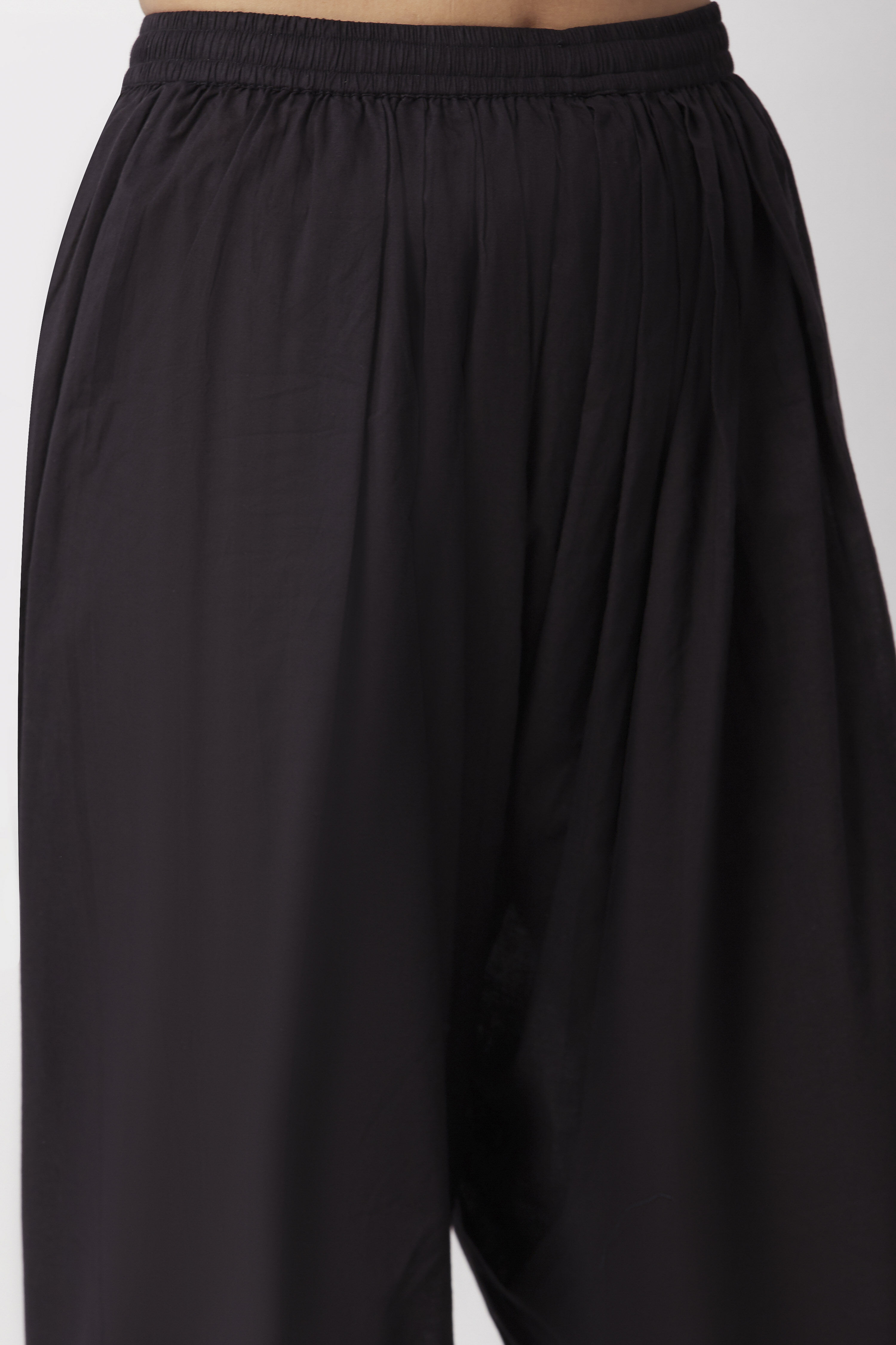 Black Cotton Solid Salwar image number 1