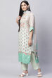 Pastel Green Cotton Blend Digital Print Unstitched Suit Set image number 5