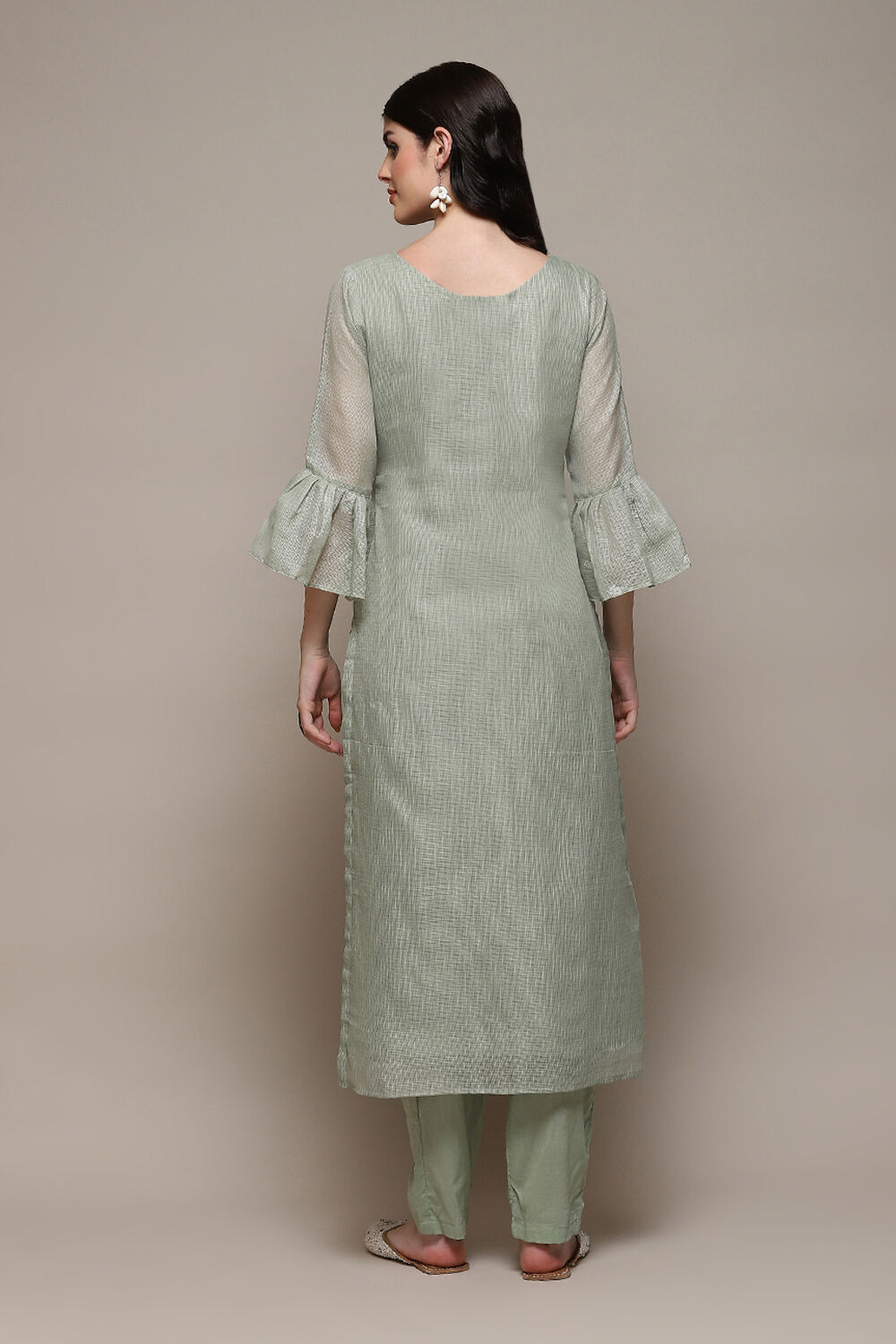 Green Cotton Blend Printed Unstitched Suit Set image number 5