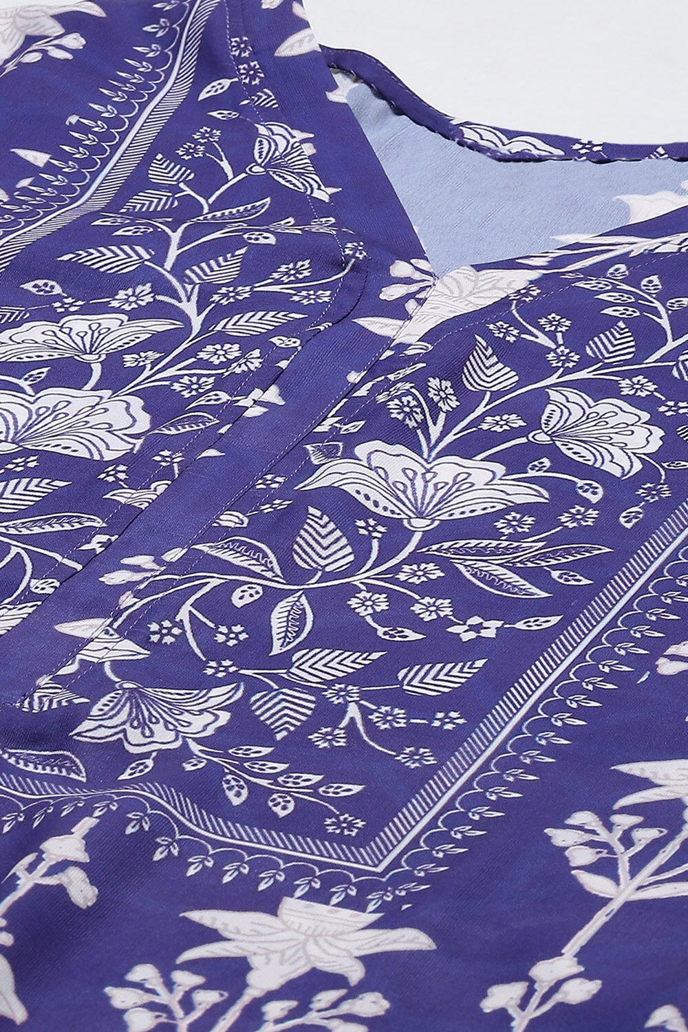 Indigo Chanderi Silk Unstitched Suit Set image number 2