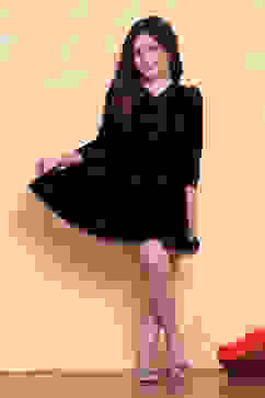 Navy Polyester Blend Flared Dress image number 0