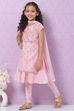 Pink Polyester Flared Printed Suit Set image number 6
