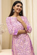Blue and White Cotton Printed Straight Kurta image number 1