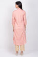 Peach Cotton Front Open Printed Kurta image number 4