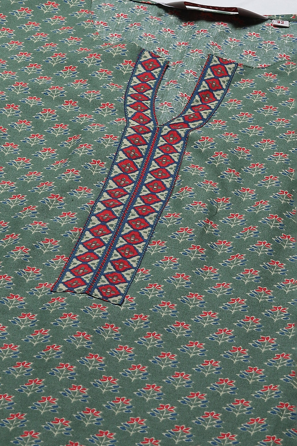 Sap Green Cotton Straight Kurta Palazzo Suit Set image number 1