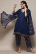 Blue LIVA Kalidar Kurta Salwar Pant Suit Set image number 0